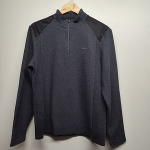 Calvin Klein Pullover Sweater Men Size M Gray Black High Neck 1/4 Zip Fall